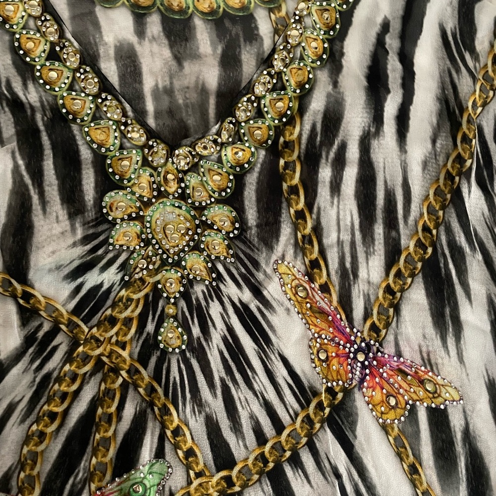 Yuka Beach Roberto Cavalli Style Embellished Coverup Top - Picture 3 of 3